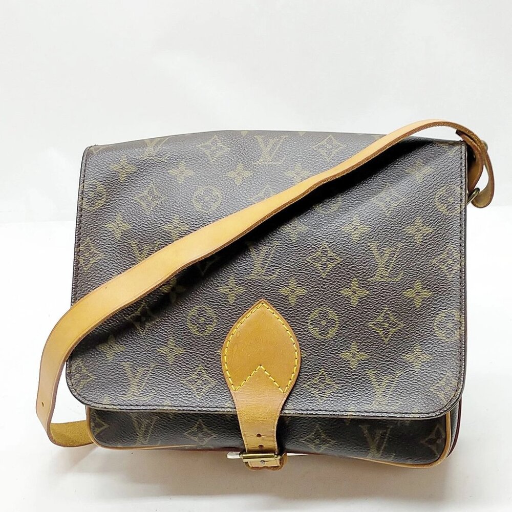 Authentic Louis Vuitton Cartouchiere GM Brown Monogram Shoulder Bag mn423-021926